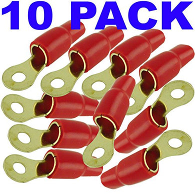 0 GAUGE PACK GOLD RING TERMINAL CONNECTOR HEAVY DUTY RED FAST SHIPPING!