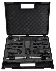 Samson DK707 7-Piece Drum Microphone Kit +Mr Dj Tripod Base Mic Boom Stand + Low-Level Tripod Mic Stand + 7 XLR Mic Cables 20 ft.+ Strape, Black Accessory Bundle