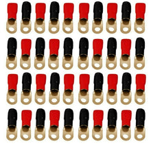 Load image into Gallery viewer, MK Audio GRT00-100 1/0 Gauge Crimp Ring Terminals Connectors 100-Pack (Red Black)