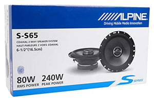 Alpine S-S65 Car Audio Type S Series 6 1/2" 320 Watt Speakers - 2 Pair with 20' Speaker Wire Package