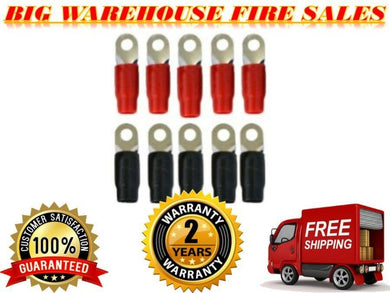 0 Gauge Ring Terminal 10 Pack 1/0 AWG Wire Crimp Cable- Red/Black 5/16 Patron