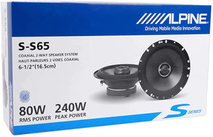 Alpine S-S65 6.5" 480W 2 Way Coaxial & S-S10TW 240W 1" Silk Dome Tweeter