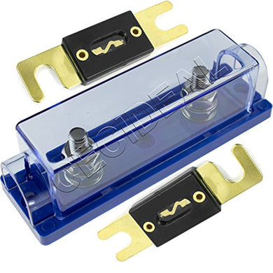 1/0/4/8 Gauge ANL Fuse Holder + 2 Pack Gold Amp A Fuse USA