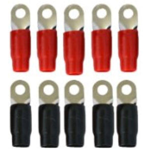 0 Gauge Ring Terminal 10 Pack 1/0 AWG Wire Crimp Cable- Red/Black 5/16 Mr DJ