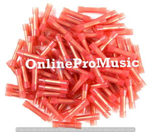 100 pcs 22 - 18 ga AWG Scosche Red Nylon Butt Connectors Crimping Terminals