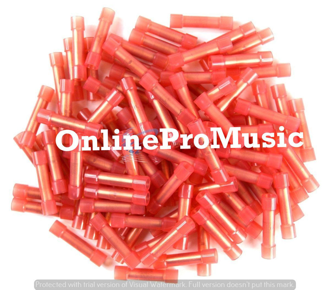 100 pcs 22 - 18 ga AWG Scosche Red Nylon Butt Connectors Crimping Terminals
