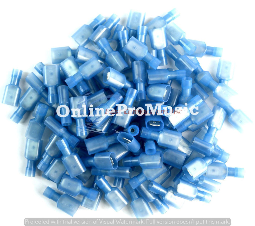 100 Pieces Scosche 16 - 14 GA Gauge 12v Blue Nylon Male Disconnect MDNB250-100