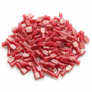 100pcs Red Nylon Female Quick Disconnect Insulated Connectors 22-18 Gauge .187