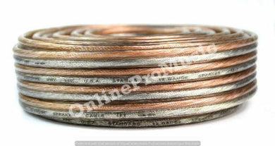 14 Gauge 50' 2 Conductor Clear Speaker Wire Home Car Stereo Zip Cord Audio Cabl
