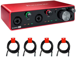 Focusrite Scarlett 4i4 3rd Gen USB Audio Interface with Pro Tools & 4 XLR Cables