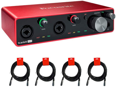 Focusrite Scarlett 4i4 3rd Gen 4-in, 4-out USB Audio Interface Bundle with 4 3' XLR-XLR Cable