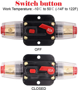 2 Absolute ICB80 4/8 AWG 80 Amp in-line Circuit Breaker with Manual Reset with Manual Reset Car Auto Marine Boat Stereo
