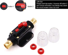 Load image into Gallery viewer, Absolute ICB80 4/8 AWG 80 Amp in-line Circuit Breaker with Manual Reset with Manual Reset Car Auto Marine Boat Stereo