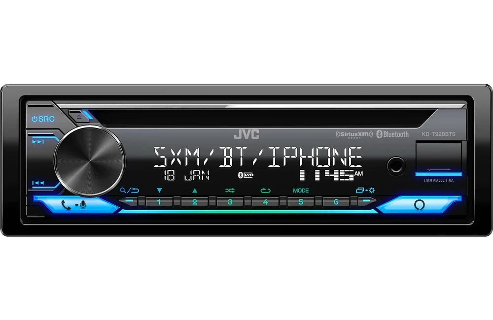 Jvc KD-T920BTS Single DIN In-Dash CD Receiver with Bluetooth and Built-in Alexa (Sirius XM Ready)