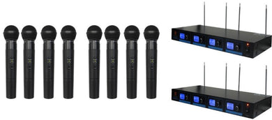 2 Mr Dj MICVHF-8800 4 Channel Professional PA/DJ/KTV/Karaoke VHF Handheld Wireless Microphone System with Digital Receiver