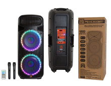 Load image into Gallery viewer, 2 MR DJ PBX6300BAT 4500 Watts Dual 12&quot; Rechargeable PA DJ Party Speaker Bluetooth, Light, Echo, MIC